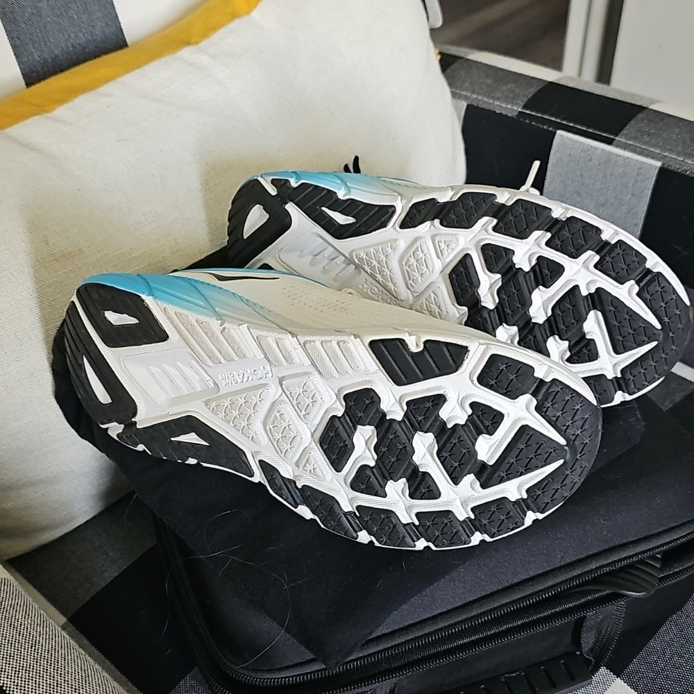 Hoka White Running Shoes with Sky Blue Accents - Picture 4 of 5